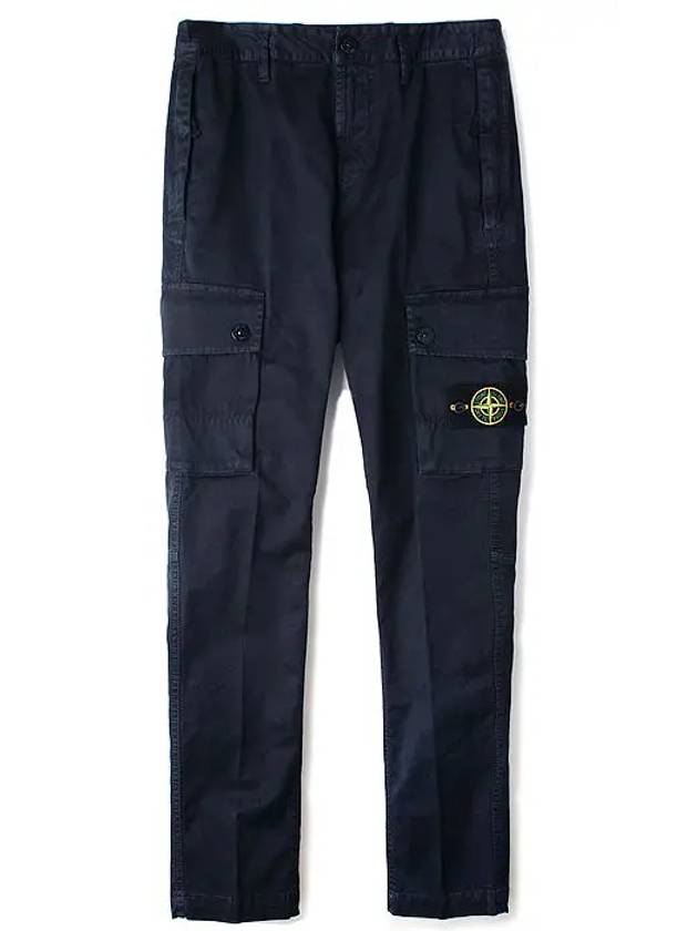 Garment Dyed Old Effect Stretch Broken Twill Cotton Cargo Pants Navy - STONE ISLAND - BALAAN 2