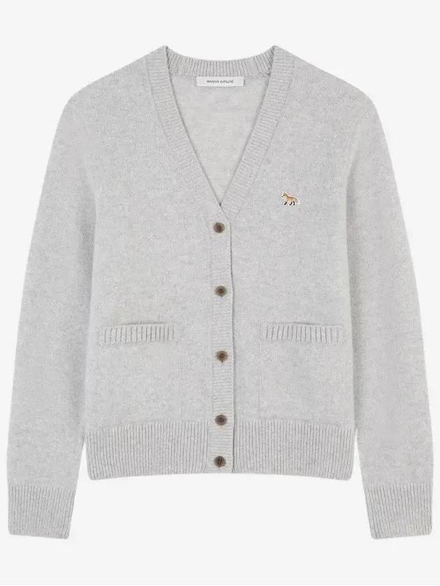 Baby Fox Patch Boxy Cardigan Light Grey Melange - MAISON KITSUNE - BALAAN 2