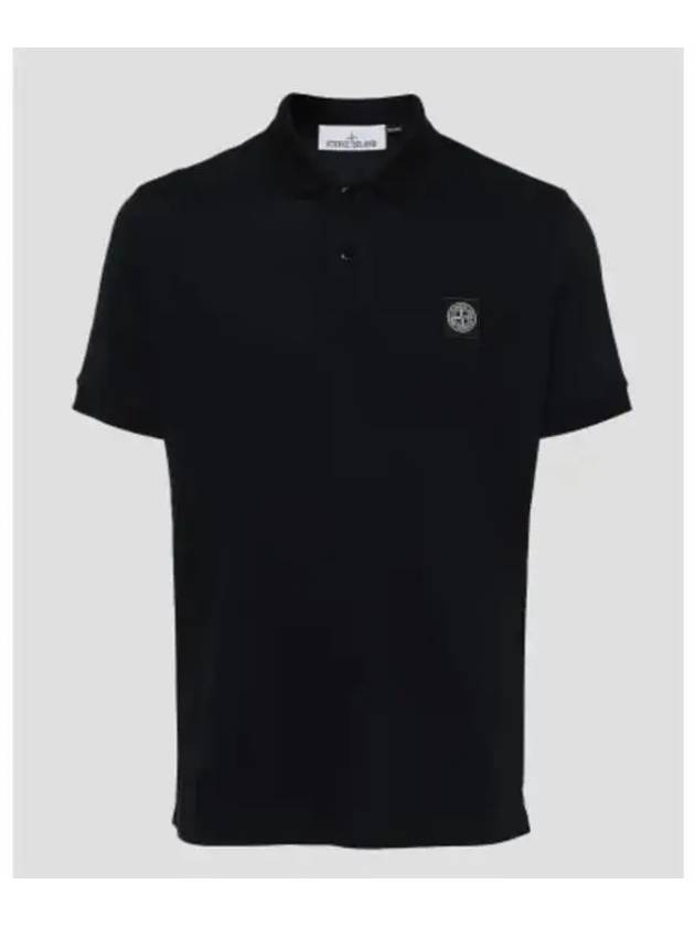 Organic Cotton Elastane Pique Polo Shirt Navy - STONE ISLAND - BALAAN 5