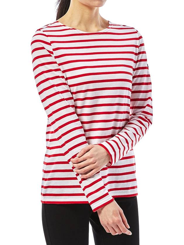 Minquiers Striped Long Sleeve T-Shirt Red - SAINT JAMES - BALAAN 4