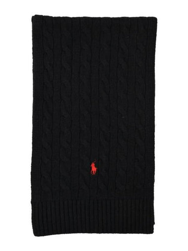 Cable Knit Muffler Black - POLO RALPH LAUREN - BALAAN 1