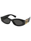 Logo Temple Oval Frame Women s Sunglasses Black 0MU 11WS 1AB5S0 - MIU MIU - BALAAN 3