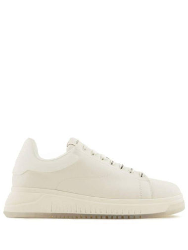 Leather Low Top Sneakers Ivory - EMPORIO ARMANI - BALAAN 1