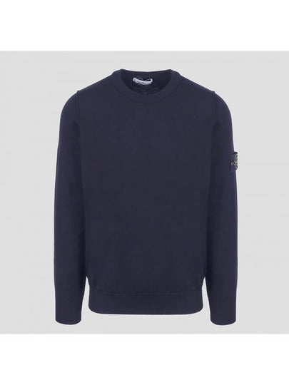 Wappen Patch Crew Neck Soft Cotton Knit Top Navy - STONE ISLAND - BALAAN 2