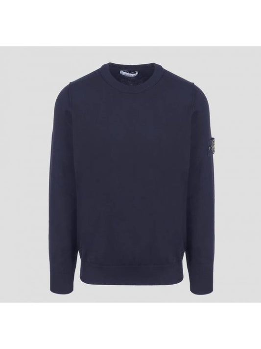 Wappen Patch Crew Neck Soft Cotton Knit Top Navy - STONE ISLAND - BALAAN 2