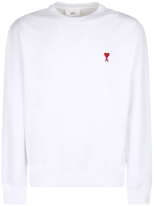 Heart Embroidered Logo Sweatshirt White - AMI - BALAAN 1