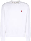 Heart Embroidered Logo Sweatshirt White - AMI - BALAAN 1