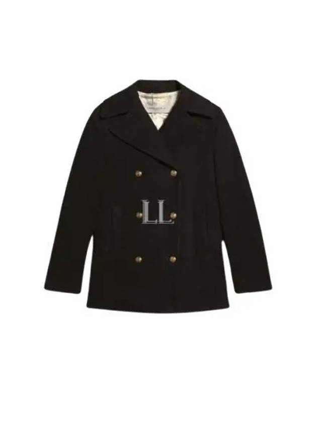 Women's Logo Patch Breasted Peacoat Dark Blue - GOLDEN GOOSE - BALAAN 2