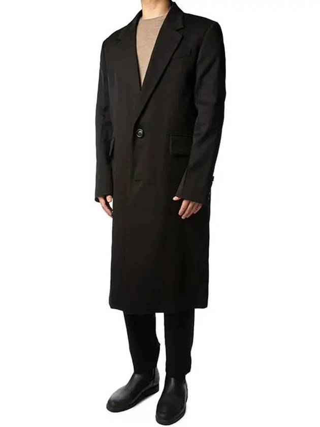 Virgin Wool Oversized Fit Single Coat Black - AMI - BALAAN 5