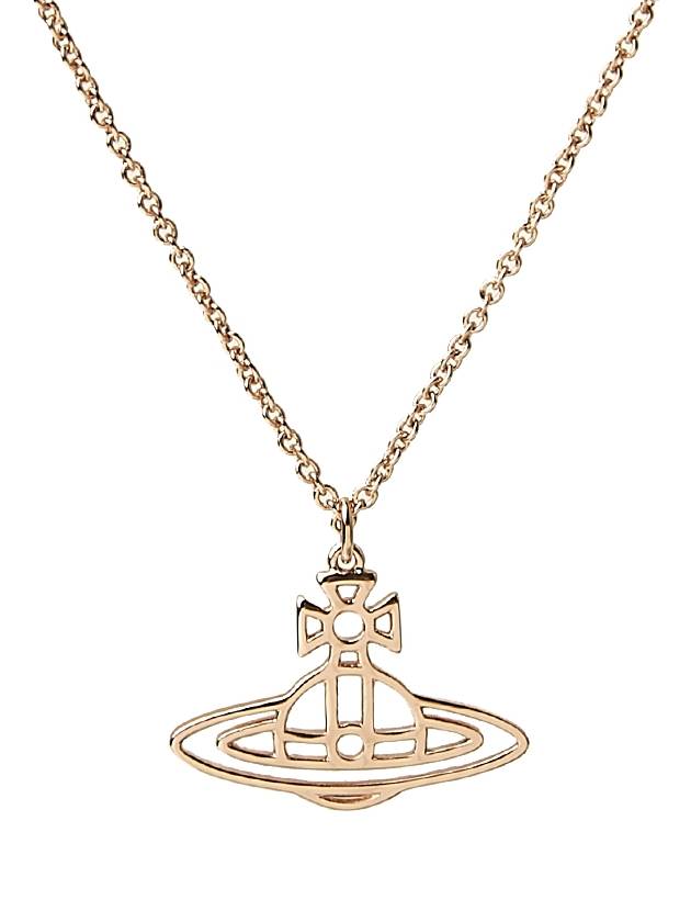 Women's Thin Line Short Flat ORB Pendant Necklace Pink Gold - VIVIENNE WESTWOOD - BALAAN 5