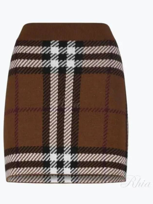 Check Jacquard Mini Pencil Skirt Brown - BURBERRY - BALAAN 2