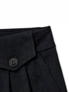 Suede Wide Bermuda Shorts Navy - NOIRER - BALAAN 7