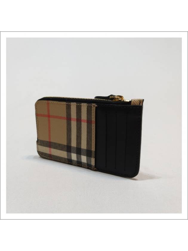 Vintage Check Leather Zipper Card Wallet Beige - BURBERRY - BALAAN 6