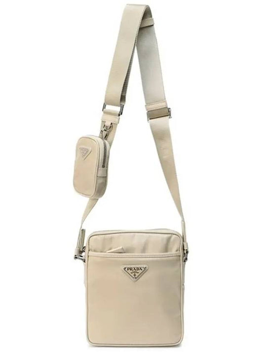 Triangle Logo Re-Nylon Saffiano Leather Cross Bag Beige - PRADA - BALAAN 2