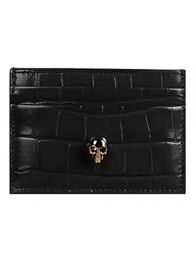 Skull Crocodile Leather Card Wallet Black - ALEXANDER MCQUEEN - BALAAN 2