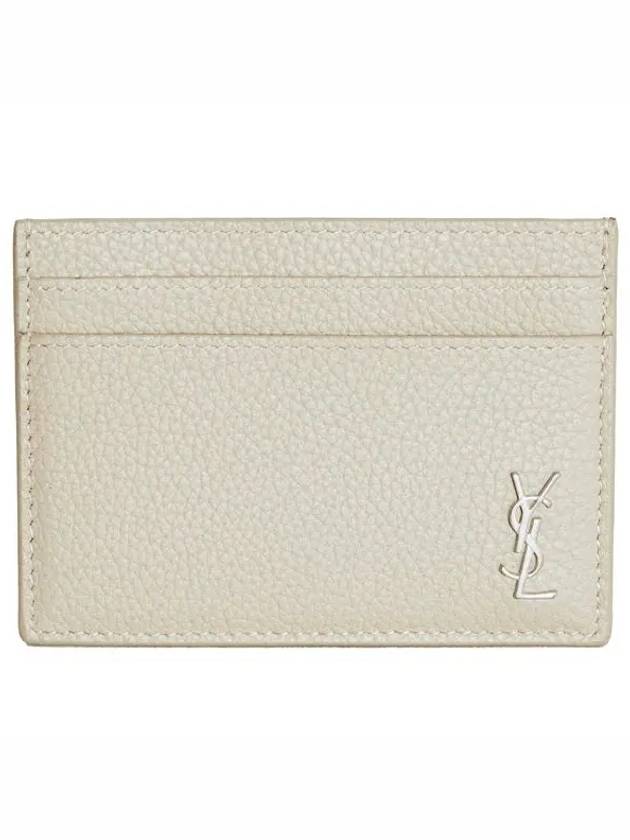 Casandre Small Grain Leather Card Wallet Sea Salt - SAINT LAURENT - BALAAN 2