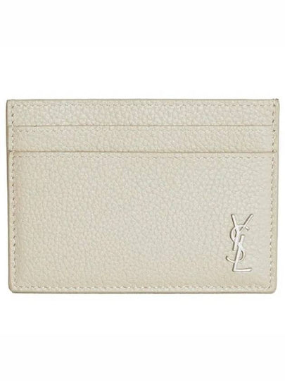 Casandre Small Grain Leather Card Wallet Sea Salt - SAINT LAURENT - BALAAN 2