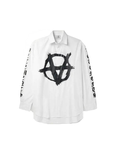 Logo Cotton Long-Sleeve Shirt White - VETEMENTS - BALAAN 1