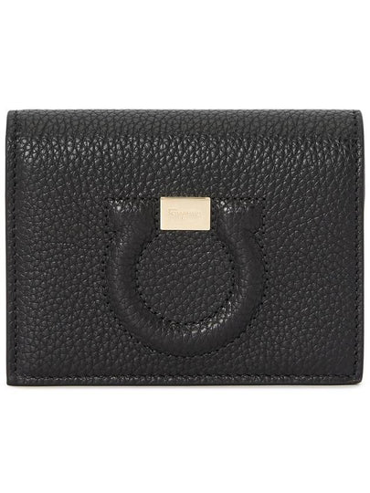 Gancini Logo Half Wallet Black - SALVATORE FERRAGAMO - BALAAN 2