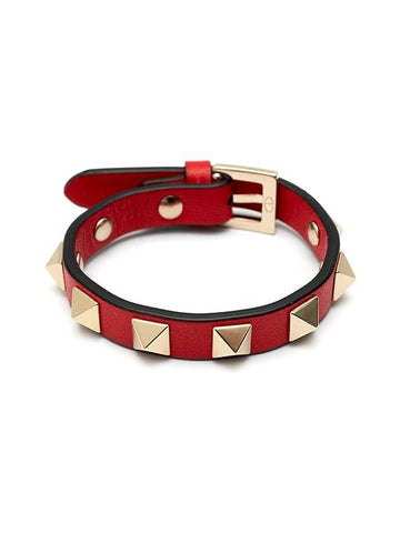 Rockstud Bracelet Red - VALENTINO - BALAAN.