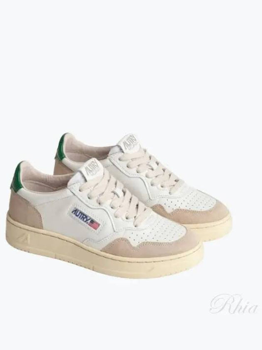 Medalist Suede Green Tab Low Top Sneakers White Beige - AUTRY - BALAAN 2