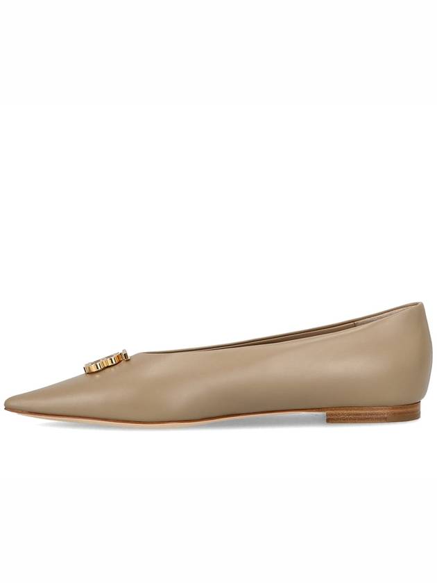 Logo Leather Ballet Flats Beige - BURBERRY - BALAAN.