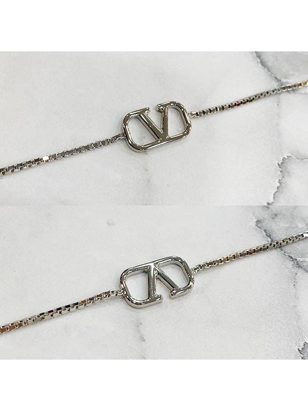 Signature V Logo Bracelet Silver - VALENTINO - BALAAN 4