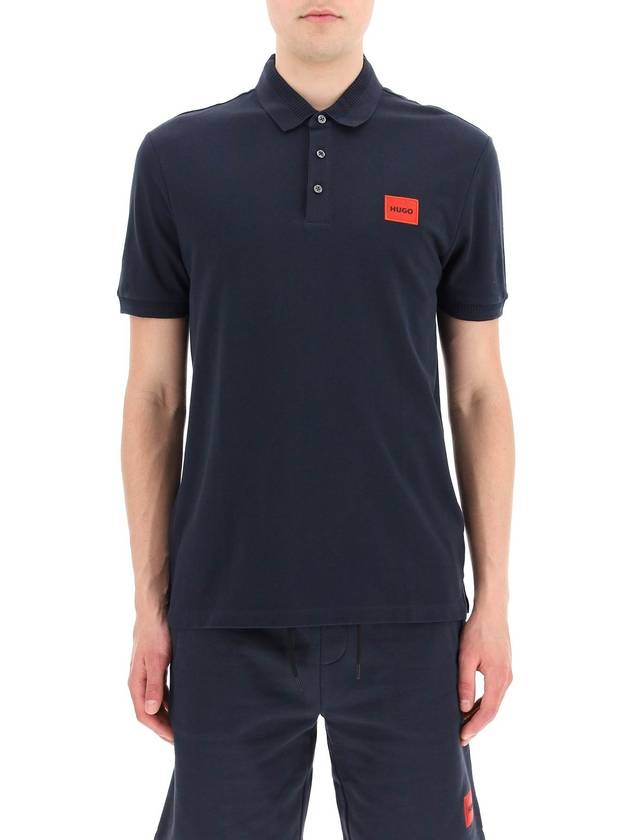 Red Logo Patch Short Sleeve PK Shirt Navy - HUGO BOSS - BALAAN 3