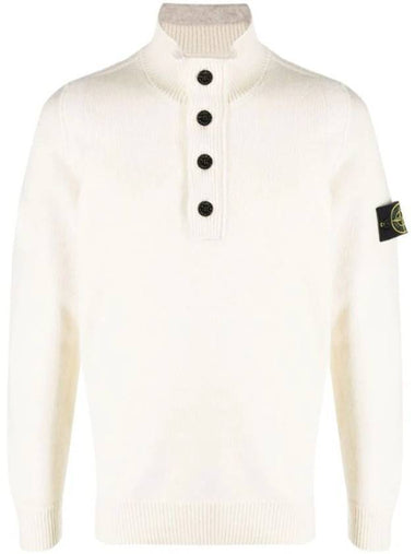 High Neck Half Button Lambswool Knit Top Ivory - STONE ISLAND - BALAAN 1