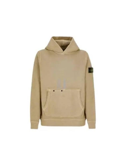 Old Effect Cotton Diagonal Fleece Hoodie Biscuit - STONE ISLAND - BALAAN 2