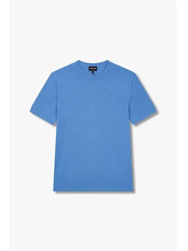 Men s Short Sleeve Rayon T Shirt Blue - GIORGIO ARMANI - BALAAN 1