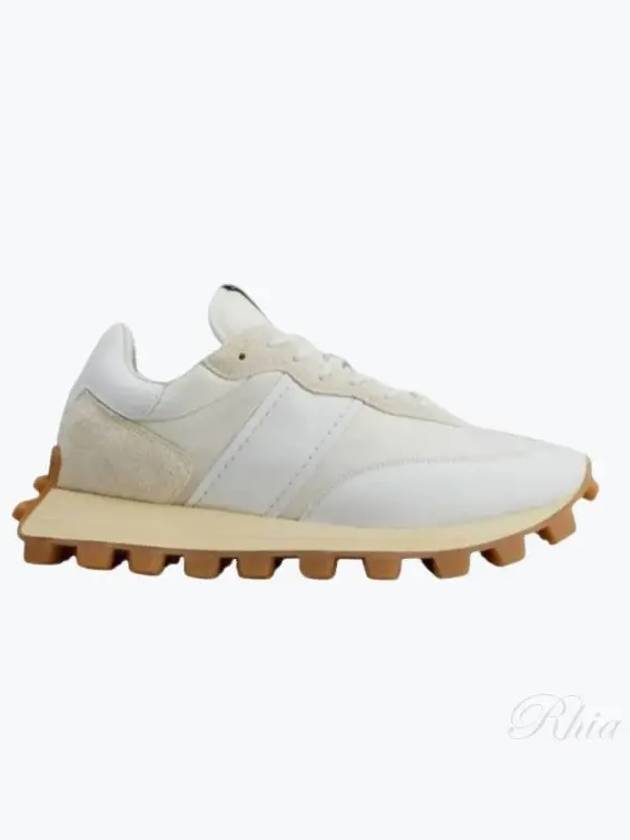 Paneled Lace-up Suede Leather Low Top Sneakers White - TOD'S - BALAAN 2