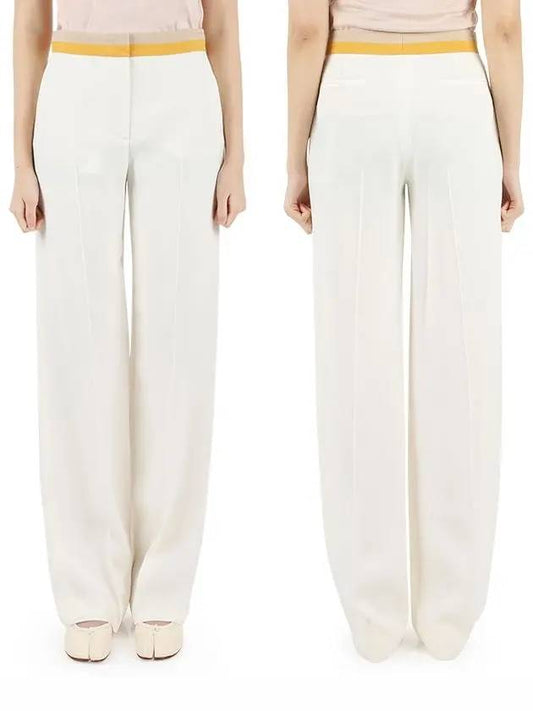 Women's Two-tone Silk Slacks Pants Ivory FAL6368 B1HG - LORO PIANA - BALAAN.