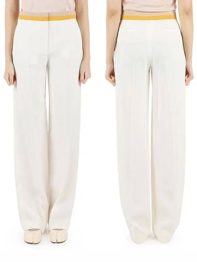 Women's Two-tone Silk Slacks Pants Ivory FAL6368 B1HG - LORO PIANA - BALAAN 3