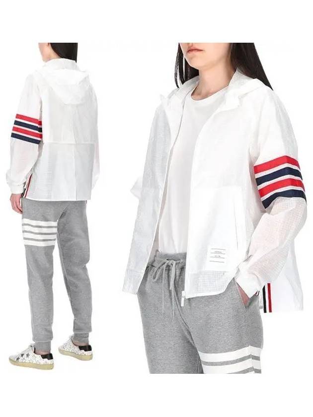 4 Bar Ripstop Polyamide Windbreaker White - THOM BROWNE - BALAAN 2