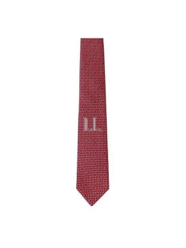 Gancini Print Silk Tie Blue Red - SALVATORE FERRAGAMO - BALAAN 2