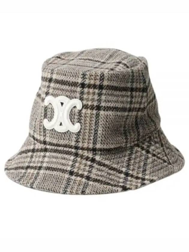 Triomphe Check Wool Bucket Hat Vanilla Grey Taupe - CELINE - BALAAN 2