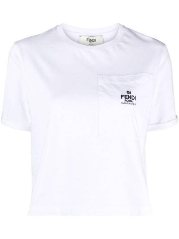 Roma Pocket Short Sleeve T-Shirt White - FENDI - BALAAN 1