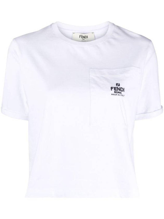 Roma Pocket Short Sleeve T-Shirt White - FENDI - BALAAN 1