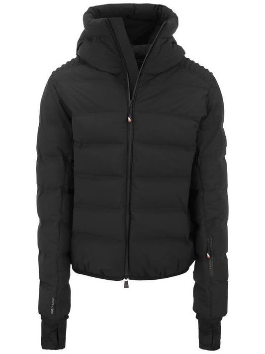 Men's Grenoble Lagorai Logo Hooded Quilted Short Padding Black - MONCLER - BALAAN 1