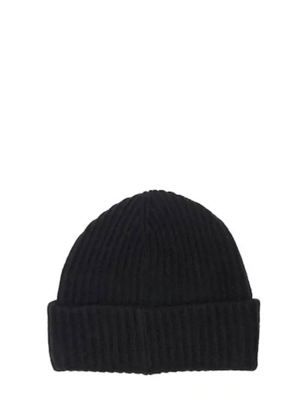 Logo Patch Wool Beanie Black - GANNI - BALAAN 4