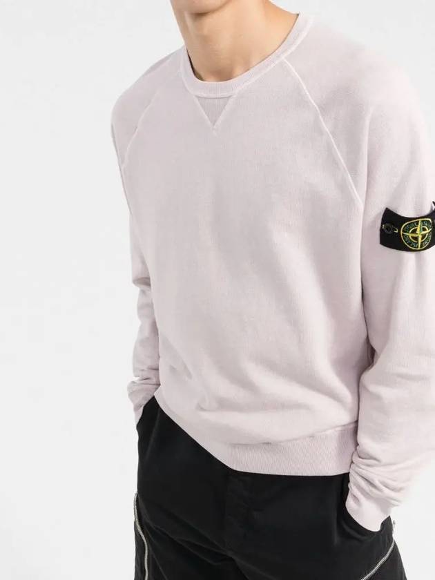 Garment Dyed Malfile Fleece Crewneck Sweatshirt Light Pink - STONE ISLAND - BALAAN 4