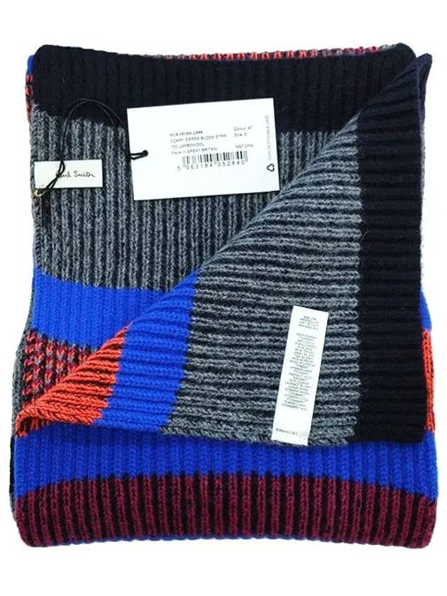 Striped Wool Muffler Blue Red - PAUL SMITH - BALAAN 5