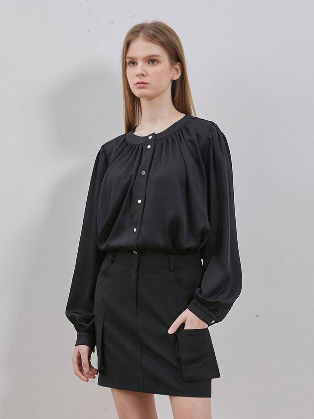 Shirring round blouse black - RYUL+WAI: - BALAAN 1