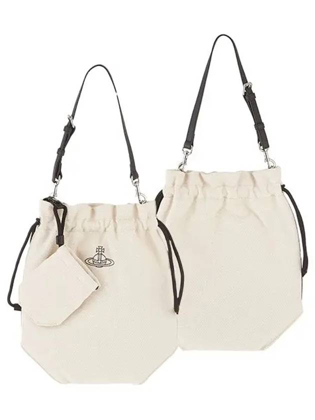 Canvas Drawstring Bucket Shoulder Bag Beige - VIVIENNE WESTWOOD - BALAAN 2