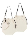 Canvas Drawstring Bucket Shoulder Bag Beige - VIVIENNE WESTWOOD - BALAAN 3