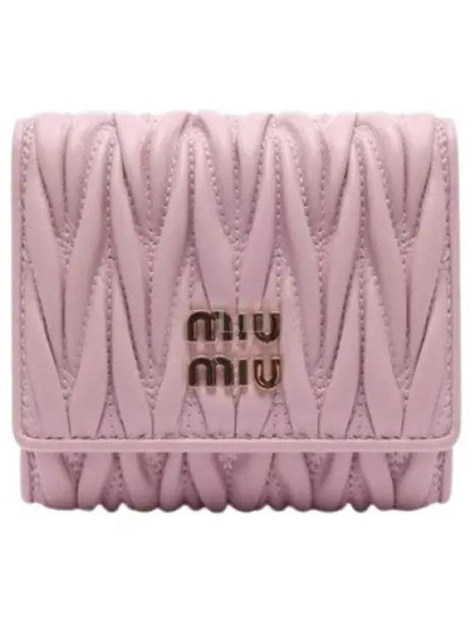 Matelasse Logo Nappa Leather Half Wallet Alabaster Pink - MIU MIU - BALAAN 2