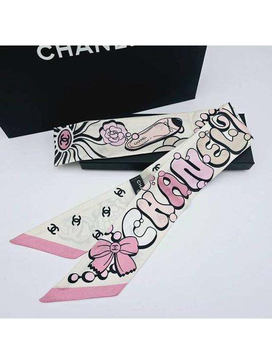 Twilly Pink White Scarf AAA190 - CHANEL - BALAAN 1