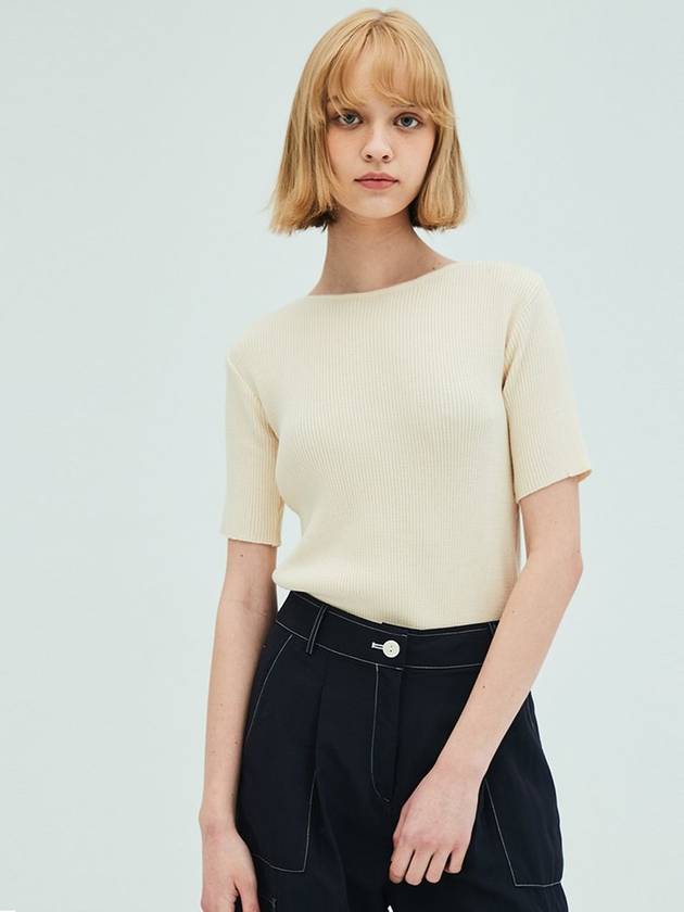 Cut Out Short Sleeve Slim Knit Cream - OPENING SUNSHINE - BALAAN 3