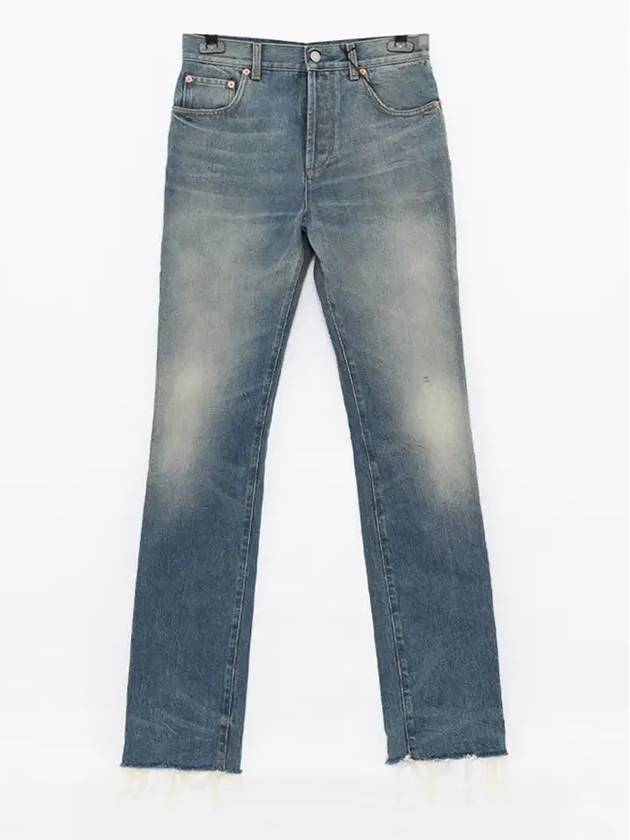 Logo Patch Straight Leg Denim Jeans Blue - GUCCI - BALAAN 3